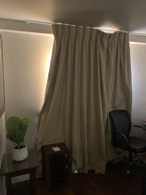 Curtains do not cover windows