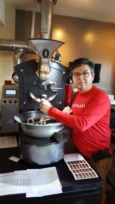 Learning to roast coffee at Boot Coffee Campus in San Rafael.