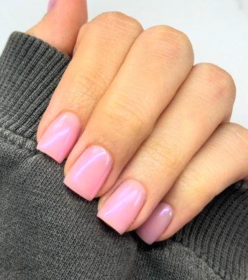 Square mani with builder gel by Brittani