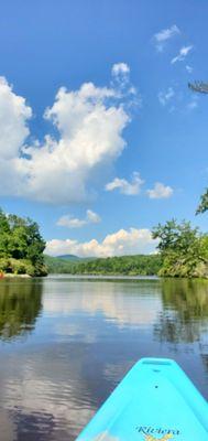 On the lake with kayak.