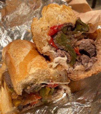 Classic Philly Style Cheese Steak Sandwich