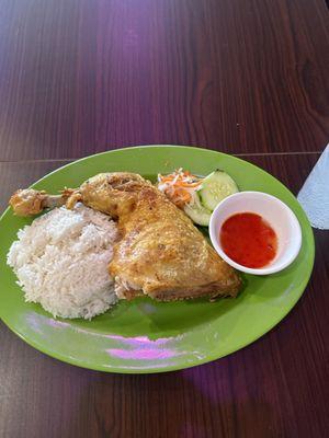 Vietnamese crispy fried chicken and rice