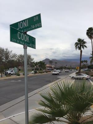 We're on the corner of Joni Dr. and Cook, before Merle Dr.