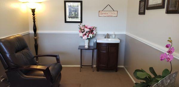 Comfy chair for manicures and pedicures in the nail room