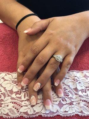 French and lace nail design for wedding