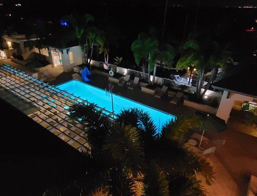 View of the pool at night