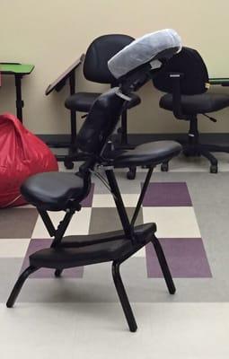 Chair set up for massage event at a local school...