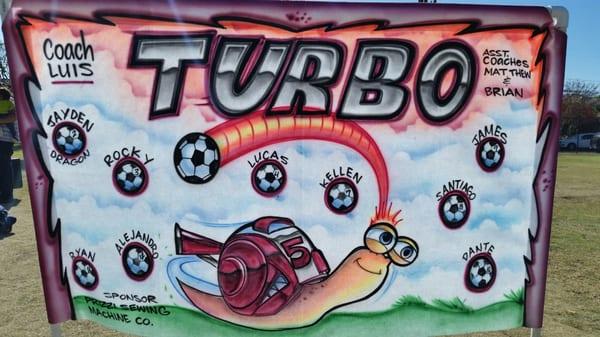 Airbrush AYSO banner.