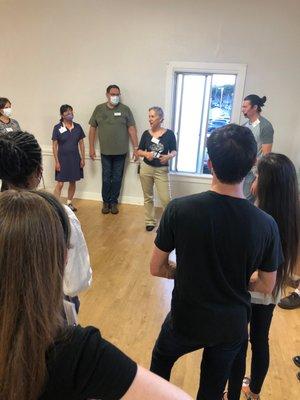 Rusty, Queen of Lindy Hop in a beginners class on Thursday night.