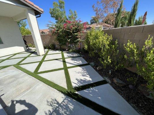 Concrete Pavers with synthetic grass inlay