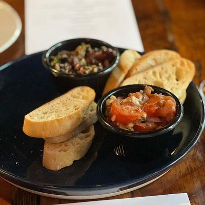 Olive tapenade and bruschetta