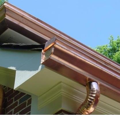 Custom fabricated copper gutters at our home in Walnut Creek.