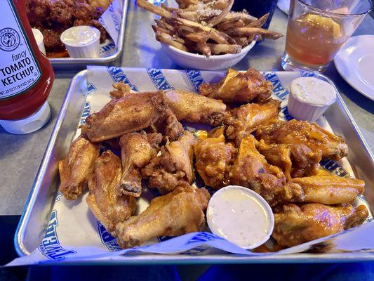 Old Bay and Hot Garlic bone in wings