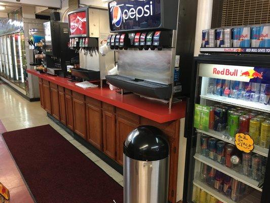 Fountain soda, coffee and slushy