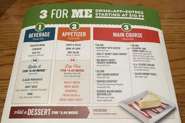 3 for me Menu