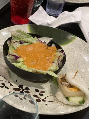 Salad and Fried Tofu Bao