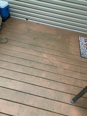 "Your deck is stained" bro you serious? That's normal weather marks. Mr con thought we are dumb