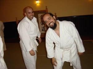 Sal and Adriano-smiling and feeling good after a vigorous Aikido workout.