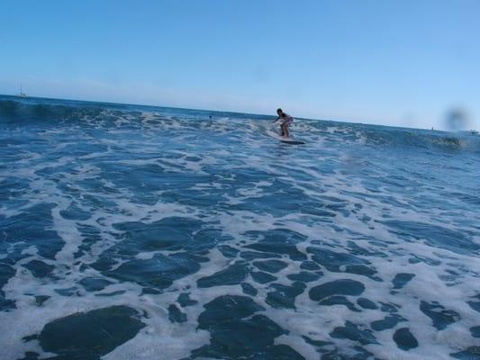 My son surfing.  He had never surfed before.