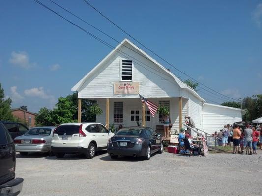 Storefront on market day