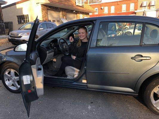 Mareike in her new car!