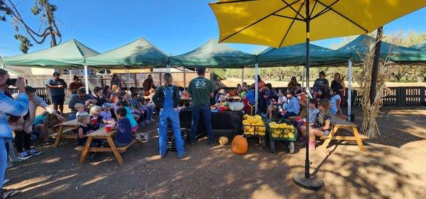 Co-op learning about pumpkins