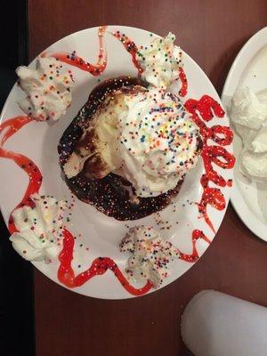 Ice cream sundae! You can customize your toppings, and they even put your name on the top!