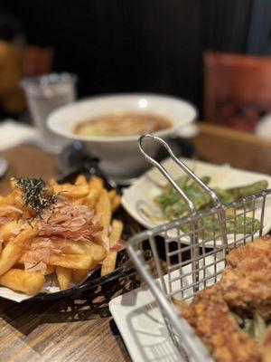 Dashi Wa-Dashi Potato Fries, Chicken Karaage, Shishito Tempura, Spicy Uzumakiya Udon