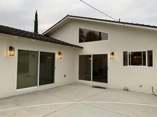 View from our patio/basketball court - trapezoidal window brings in a lot of light