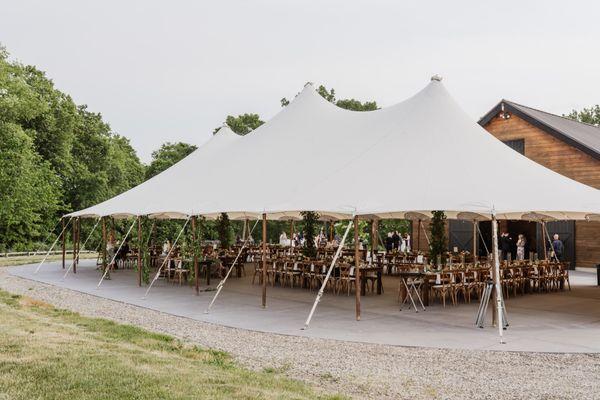 Tent outside the barn