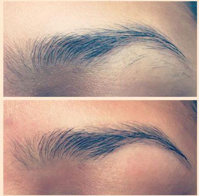 Before//After eyebrow// wax, tweeze, trim