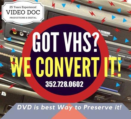 Video tapes transferred to DVD. Preserve your family memories.