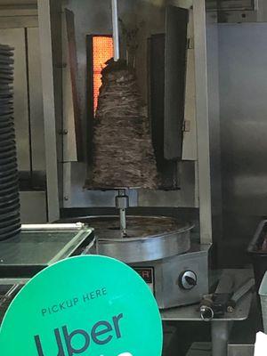 Beef shawarma cooking