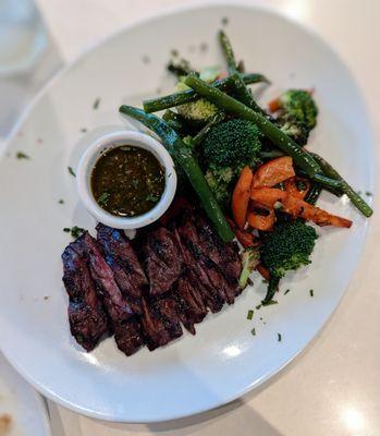 Skirt steak with chimichurri and double veggies