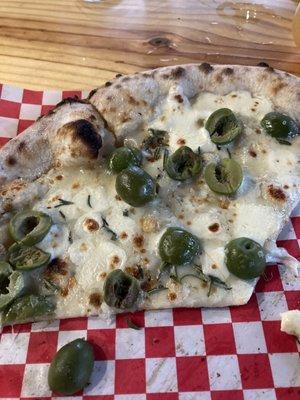 Olive & rosemary pizza!