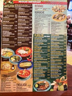 Menu, front side