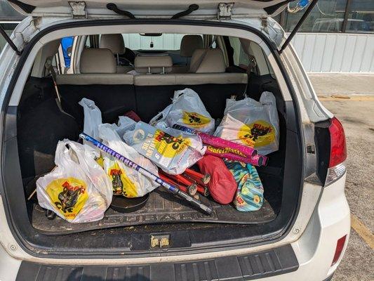 Car full of fireworks