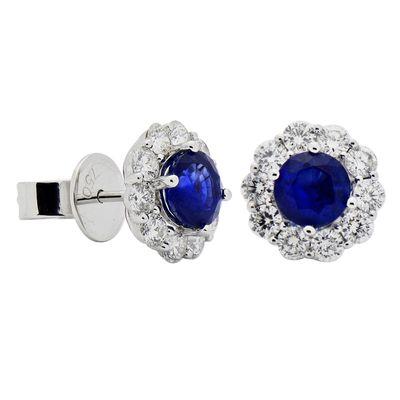 Sapphire and Diamond Halo Earrings