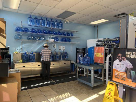 Our purified water fill up stations where you can fill up your 5 gallon jugs or purchase a 5 gallon if needed.