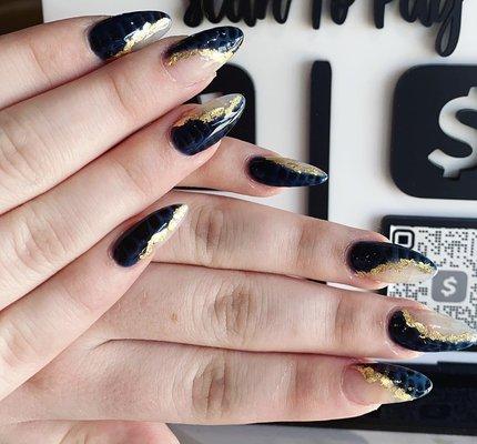 Black with gold foils design