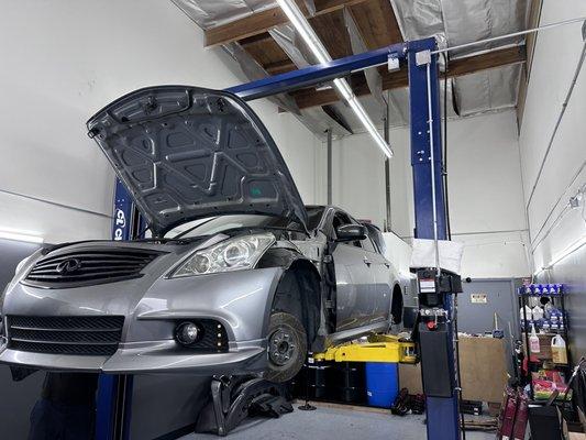 Brakes being worked on