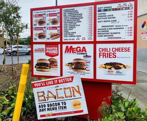 Drive-thru menu