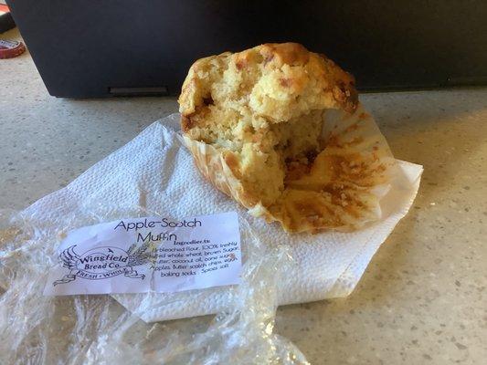 Half eaten  Apple Scotch muffin