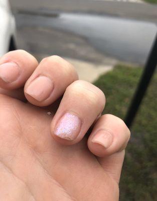 Broken nail after opening my car door.