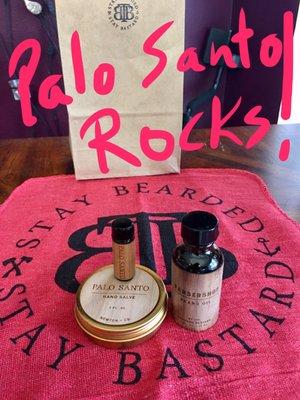 Palo Santo infused products ROCK! As a working Actor, B&B products make my beard look greeeeat on camera! Thanks for the free swag B&B