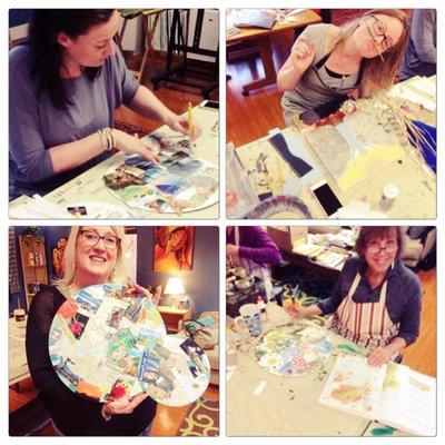 Ladies at the Unwinding with Art collage class...so fun!