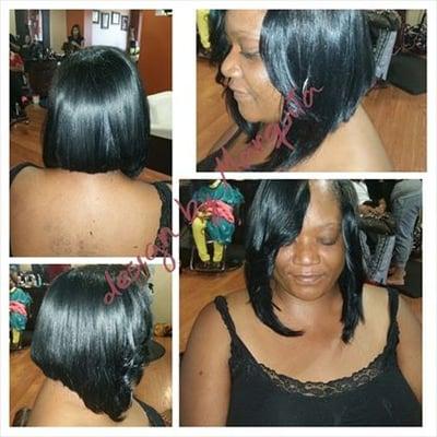 Quick weave bob with leave out