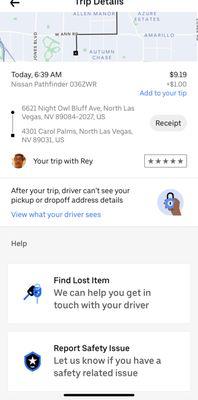 The Uber Driver and trip information