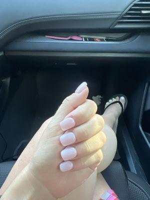 Hands: GelX OPI "LET ME LET ME BAYOU A DRINK"   Feet: Classic Pedi w/ bright white polish