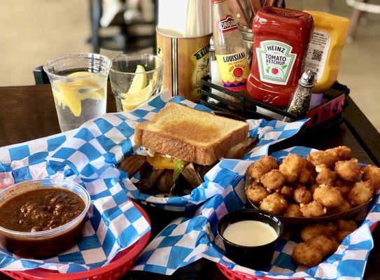 Heirloom BLT, Side of Chili and cheese curds.